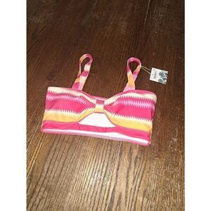 New Medium B2Prity Pink White Yellow Bikini Swimsuit Bathing Suit Swimwear Top